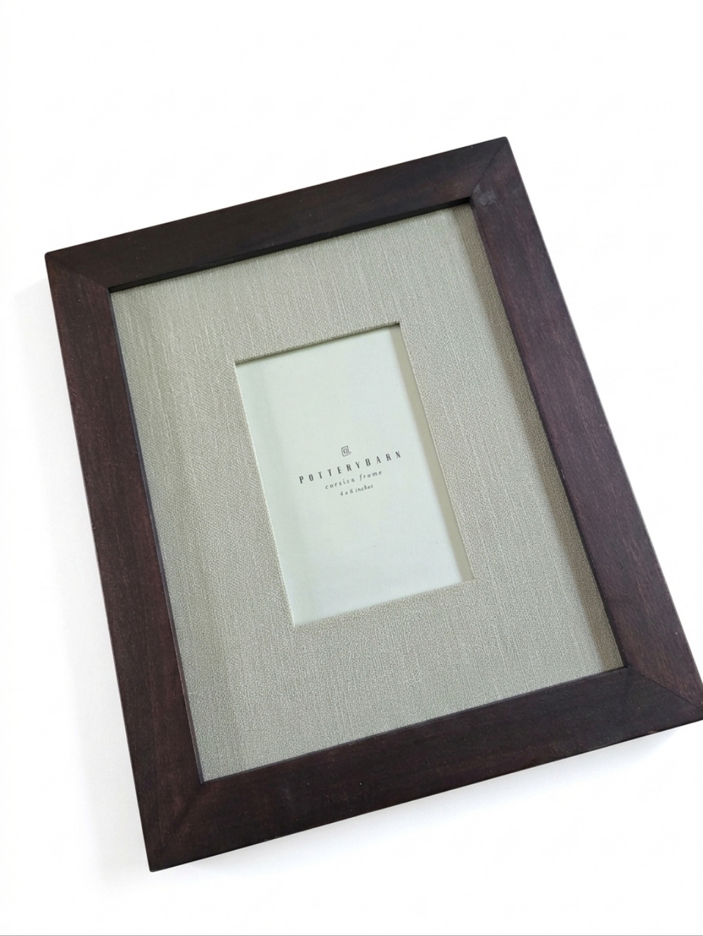 Pottery Barn Corsica Wood Frame 4x6 Espresso Brown with Linen Mat